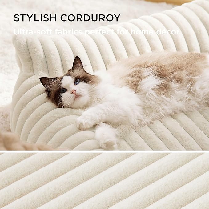 Bedsure ComfyFleece™ Cute Dog Couch for Medium Dogs - As Seen on TV on Good Day New York, Dog Couch Bed with Removable, Washable Cover, Supportive Pet Sofa, for Medium Large Dogs, 36inch, Cream