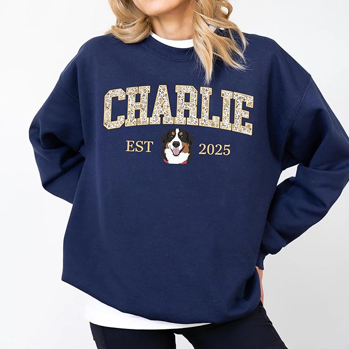 Custom Pet Sweatshirts with Photo and Name, Personalized Dog Sweatshirt, Gifts for Dog Mom, Dad