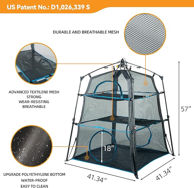 Cat Enclosure Kitten and Cat Tower Tent for Indoor and Outdoor,3 Tier Cat Cage Inside, X-Large Outdoor Catio,Portable and Foldable,Two Doors Design can Assemble More Shapes (Patented)