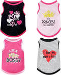 4 Pack Dog Shirts Summer Printed Puppy Clothes Cute Sleeveless Pet T Shirts Dog Clothes for Small Medium Dogs Cats Girl(XS)