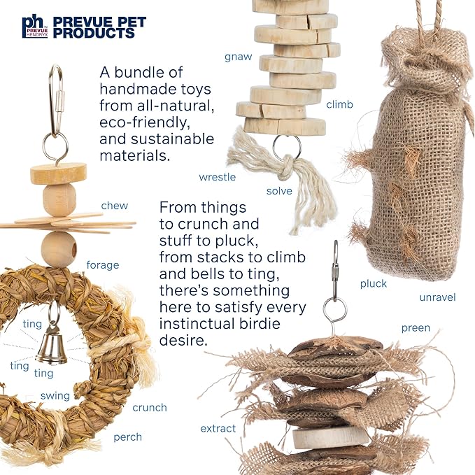 Prevue Pet Products Wholesome Naturals 4 Piece Bird Toy Bundle