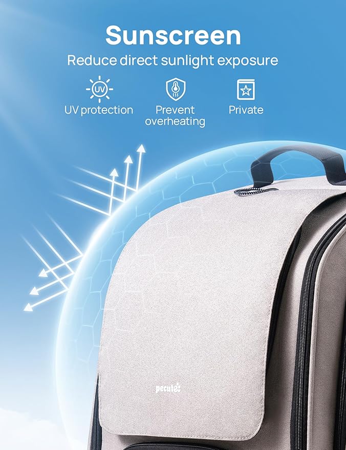 Pecute Cat Backpack Carrier, Large Space Cat Bubble Backpack, Breathable Cat Carrier, Shaded Dog Backpack Carrier, Ergonomic 3D Design for Travel, Hiking, Walk, Suitable for Shopping, Car, Vet, Khaki