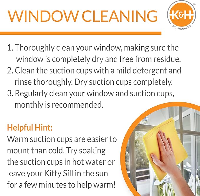 K&H Pet Products EZ Mount Cat Window Perch Penthouse 2-level Tree, Sturdy Window Perch for Large Cats, Steel Frame, Sturdy Suction Cups, Enclosed Privacy Area - Fits 24"W X 34"H Glass Spaces