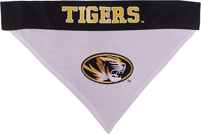Pets First Collegiate Pet Accessories, Reversible Bandana, Missouri Tigers, Small/Medium