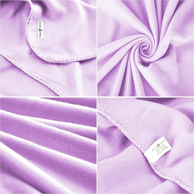Fleece Throw Blankets Bulk Fleece Blankets Solid Wholesale Lightweight Warm Soft for Pet Bed Sofa Couch Office Wedding Gifts Travel Seasons Lilac 50x60 Inches Pack of 6