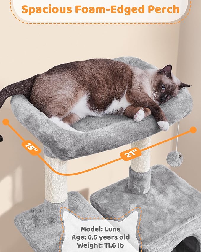 Yaheetech Cat Tree Cat Tower, 63in Multi-Level Kitten Tree for Indoor Kitty, Pet Condo Furniture with Scratching Posts, Large Top Perch, Hammock, Tall Climbing Stand for Kitty Play