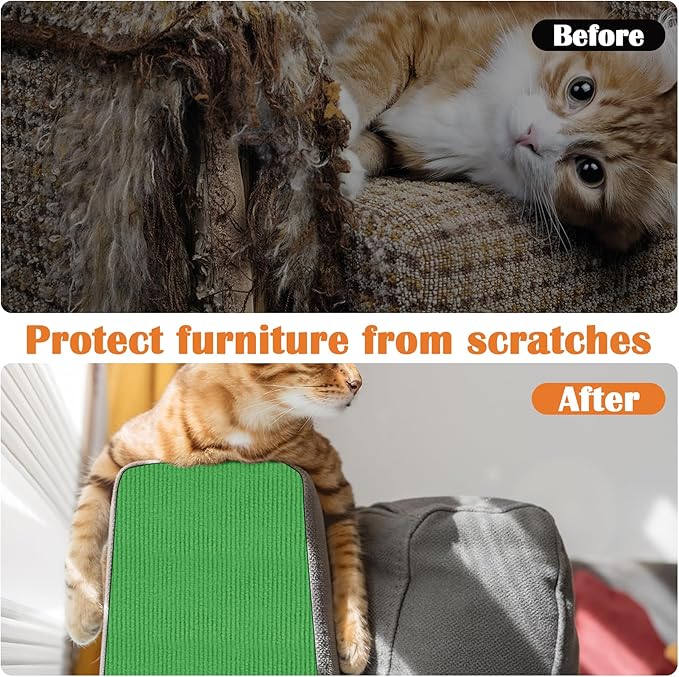 Cat Scratch Furniture Protector - 138" x 13.8" Trimmable Self-Adhesive Cats Claws Scratch Pads, DIY Cat Climbing Couch Protector for Scratch Post Cat Tree Replacement Indoor (Green)