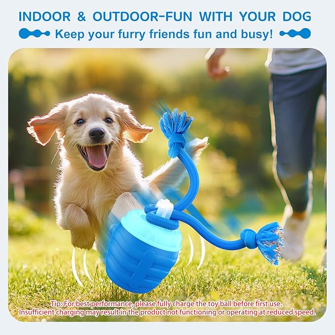 Interactive Dog Toys, [2026 Newly Upgraded] Interactive Dog Ball for Medium/Large Dogs, Automatic Moving Dogs Toy Wicked Ball for Boredom & Training, Play Music, USB Rechargeable(Blue)