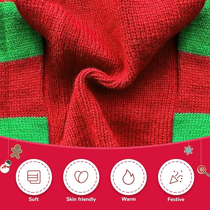 Dog Cat Christmas Sweater Boy Girl Ugly Reindeer Xmas Pet Clothes Holiday Puppy Costume New Year Gifts for Small Medium Large Dogs Outfits (M, Red Green Stripe Reindeer)