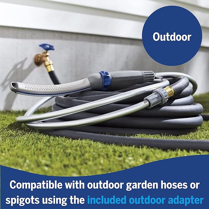 Waterpik Pet Wand Pro Dog Shower Attachment for Fast and Easy Dog Bathing and Cleaning,Indoor-and Outdoor Sprayer Includes 8-Foot Flex Hose,Blue/Grey,PPR-252E,(Pack of 2)