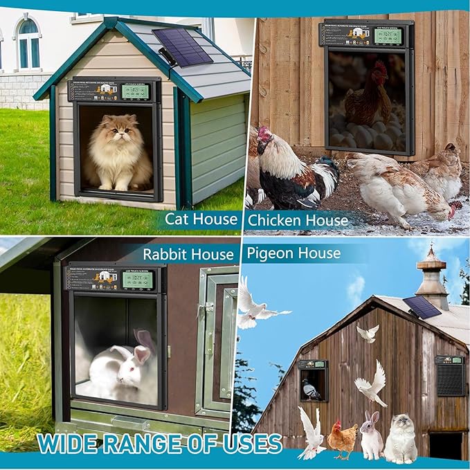 Cat Door, Cat Door Interior Door Radar, Timer & Light Sensor Modes, Solar & USB Pet Door, Durable Aluminum, Weatherproof, No Training, 10"×13", 24/7 Operation for Small Cats Up to 45 lb