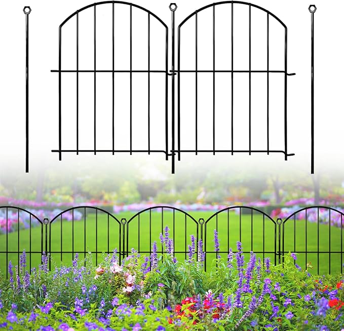 Decorative Garden Fence 17in(H)x13in(W), 26 Pack Rustproof Metal No Dig Fence Animal Barrier for Dog, Arched Flower Bed Edging Ornamental Wire Border Panel Fencing for Yard Patio Outdoor Decor