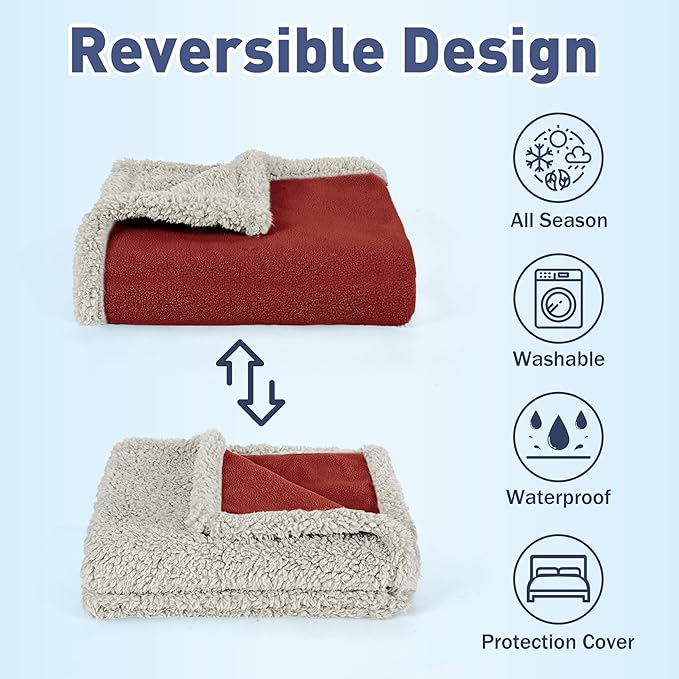 Kritter Planet Waterproof Dog Blanket, Reversible Water Proof Pet Blanket for Couch, Bed & Sofa, Washable Couch Covers for Large Dogs - Protects Furniture from Fur, Dirt, and Accidents