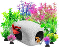 CousDUoBe 13Pcs Aquarium Hideaway Rock Cave Fish Tank Decorations quarium,Betta Toys Hideout Stones House,Safe and Non-Toxic Ceramic Fish Tank Ornaments（Style B）