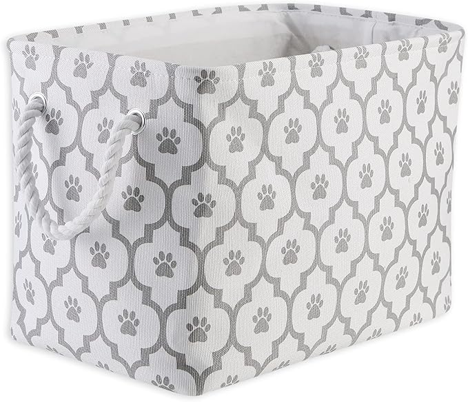Bone Dry Pet Storage Collection Lattice Paw Print, Medium Rectangle, White/Gray