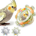 2Pcs Innovation Bird Toy with Hd Mirror, Spinner Rattle Parakeet Toy with Rustling Beads, Safely Embedded No Sharp Edges Bird Mirror for Cage, Flexibly Mounted Rotating Budgie Enrichment Fits Any Cage