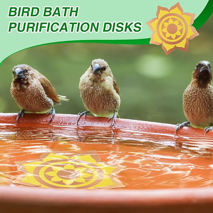Saillong 1 Pack Bird Bath Copper Disk, Reinforced 99.99% Pure Copper Bird Bath Purification Disk for Physical Clean Water, Birdbaths Cleaner for Outdoor Birdbaths, Bowl and Garden Fountain (Petal)