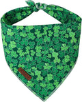St. Patrick's Dog Bandana, UP URARA PUP Shamrock Triangle Bid Scarf for Medium Large Dogs, Cotton Kerchief for Girl Boy Puppies, Cute Spring Green Bandana,S
