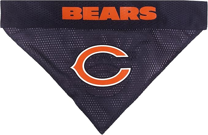 Pets First NFL DOG BANDANA - CHICAGO BEARS REVERSIBLE PET BANDANA. 2 Sided Sports Bandana with a PREMIUM Embroidery TEAM LOGO, Small/Medium. - 2 Sizes & 32 NFL Teams available