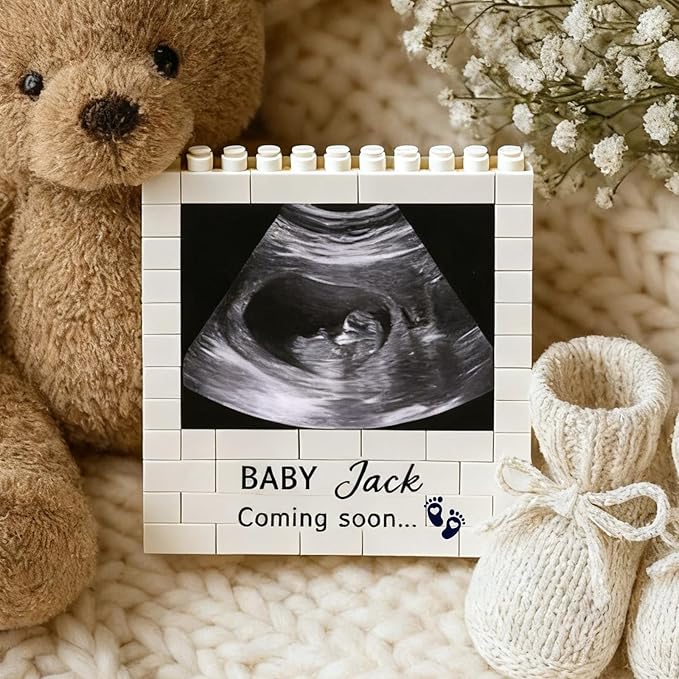 NAZENTI Personalised Ultrasound Building Blocks gifts for Husband, New Dad, Baby Scan Photo Building Block gifts for Christmas Fathers Day Valentine, Custom Puzzle Decor for Family