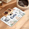 Cats Dog Food Mat,Cute Fun Absorbent Pet Feeding Mat for Food and Water Bowl,Quick Dry Dog Placemat Non Slip Rubber Backing Waterproof Pet Supplies 12" x 20"