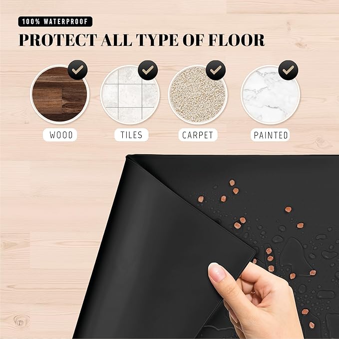 AVERYDAY 100% Waterproof Thicker Silicone Dog Food Mat, 0.63'' Raised Edge Bowl Mat for Food & Water, Non Slip Pet Feeding Placemat for Messy Drinkers, Perfect for Large Medium Small Breeds, 32"x24"