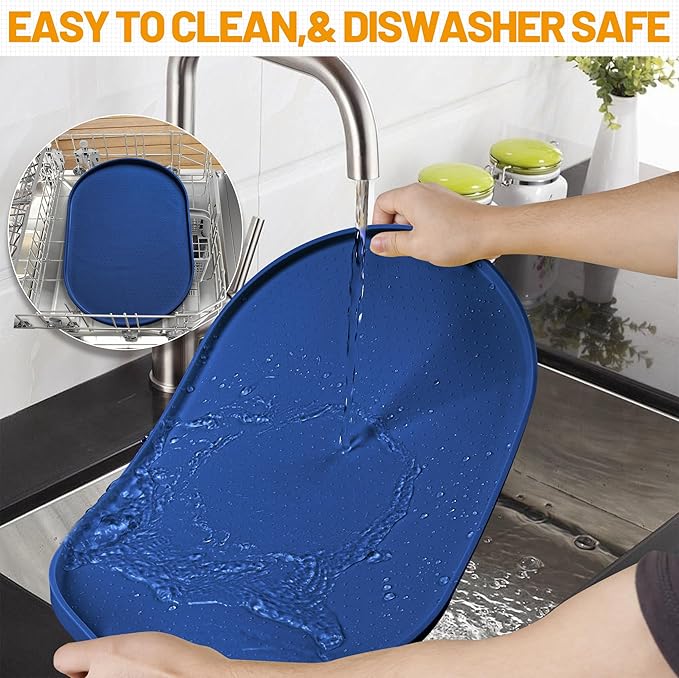 Hubulk 100% Waterproof Silicone Pet Feeding Mat with Raised Edge for Food and Water, Dog Bowl Mats, Cat Bowls Placemat with High Lip Protects Floor for Cats and Dogs (Navy Blue, 24" L x 16" W)