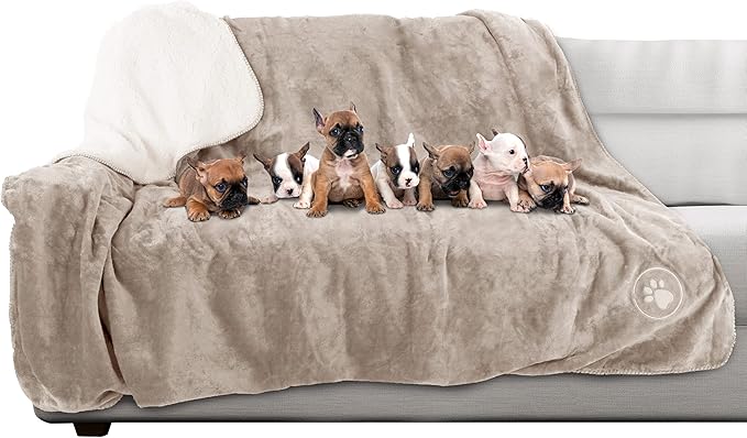Waterproof Blanket for Pets - Reversible Throw Protects Couch, Car, and Bed from Spills, Stains, or Fur - Plush Blanket by Petmaker (Tan)