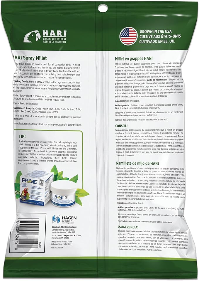 Living World – Millet Spray for Birds,7 Oz – Premium Treat for Budgies,Canaries,Finches,Cockatiels and Other Pet Birds,(Pack of 2)