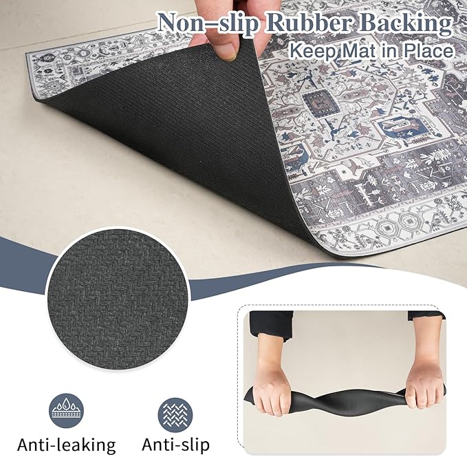 famibay Dog Food Mat, Absorbent Cat Dog Mats for Food and Water, No Stains Quick Dry Pet Cat Bowl Mats with Non Slip Backing, Boho Pet Feeding Mat for Floor Waterproof 16"x24"