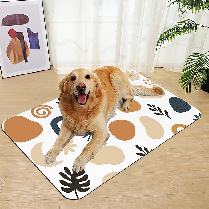Boho Style Dog Food Mat–Christmas Stocking Absorbent Quick Dry Feeding Placemat for Food and Water Bowls, Non Slip Rubber Backing, Waterproof Pet Supplies for Mess-Free Eating 12"x20"