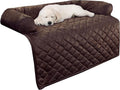 Couch Cover for Dogs - 35x35 Pet Furniture Protector with Memory Foam Neck Bolster, Quilted Fabric, and Water-Resistant Base Layer by PETMAKER (Brown)