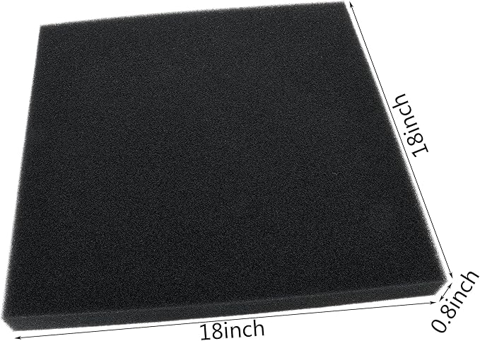 Aquarium Filter Bio Sponge Pad, Foam Sponges Filter Media, Cut fit it Filter Accessories for Fish Tanks and Ponds (18"x18"x1.6" (50PPI) 2 Pack)