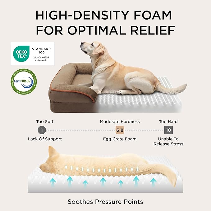 Bedsure XXL Orthopedic Dog Bed for Extra Large Dogs - Washable Giant Dog Cat Bed Waterproof, Comfort Dogs Couch Sofa with Washable Removable Cover, Pet Bed with Nonskid Bottom, Brown, 52"