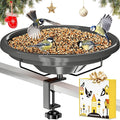 iBorn Bird Bath,Deck Mounted Bird Baths 12inch,Birdbath for Outside with Clamp 3.2inch,BPA-Free Bowl,Chew-Proof,Fully Detachable Design,Easy Clean & Refill,Gray,1 Pack（Not Include Fountain）