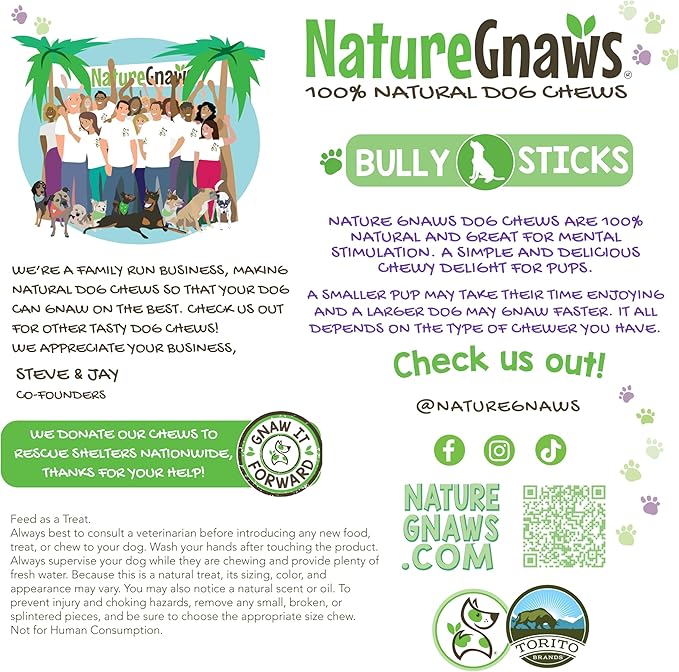 Nature Gnaws Bully Sticks for Dogs 5-6" (1Lb) - Mixed Thickness - Long Lasting for Aggressive Chewers and Large Dogs - Natural Beef Dog Chew Bones