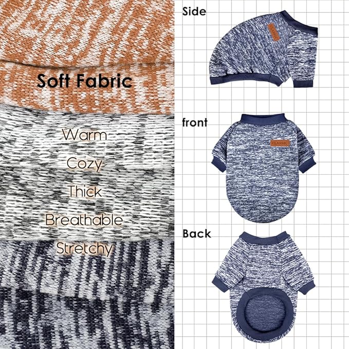 3 Pack Dog Sweaters for Small Dogs Girl Boy Winter Fleece Clothes Warm Soft Dog Sweatshirt Outfit for Dogs Cats Pet Apparel