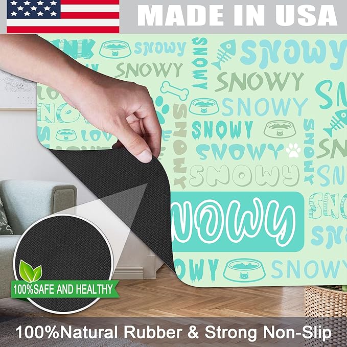Personalized Dog Cat Mat with Name Photo Custom Placemat Feeding Mats for Food and Water Customized Non-Slip Waterproof Doormat for Bowls Outdoor Indoor Floors Gifts for Pet Owner