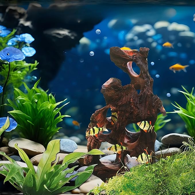Natural Wood Aquarium Cave Betta Fish Hideout for Aquarium Fish Tank Decorations-Reptile Hide-Snake Hide-Cave for Cichlids Habitat Shelter for Crayfish Shrimp and Other Aquatic Pets 9-11.8"