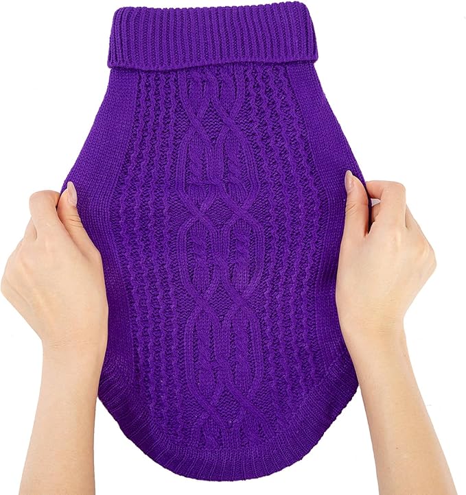Stretchy Cat Sweater - 17 Colors & 6 Sizes | Snug Winter-Ready Knit for Boy/Girl Cats & Kittens(Deep Purple, Medium)