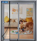 Magnetic Screen Door Mesh Left Right Side Opening Upgraded PET Material Mesh Stronger Than Fiberglass and Polyester,Keep Bugs Out,Pet & Kid Friendly Fit Door Size 80"X96",Screen Size 82''X98''