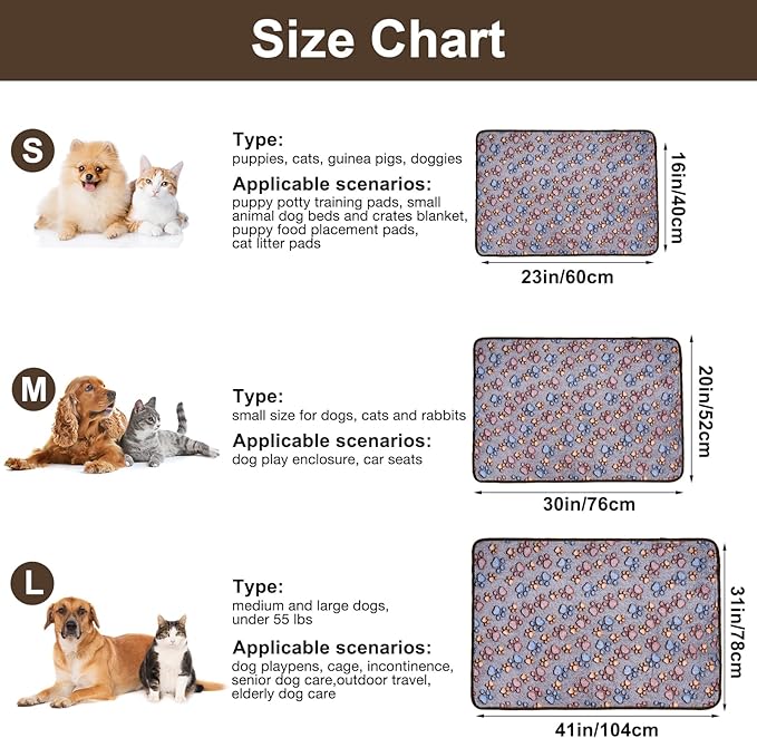 Dono 1 Pack 3 Dog Blankets for Small Dogs, Soft Fluffy Paw Print Pattern Fleece Pet Blanket Warm Sleep Mat, Puppy Kitten Blanket Doggy Mat for Dog Cat Kitten Doggy (40 * 30")