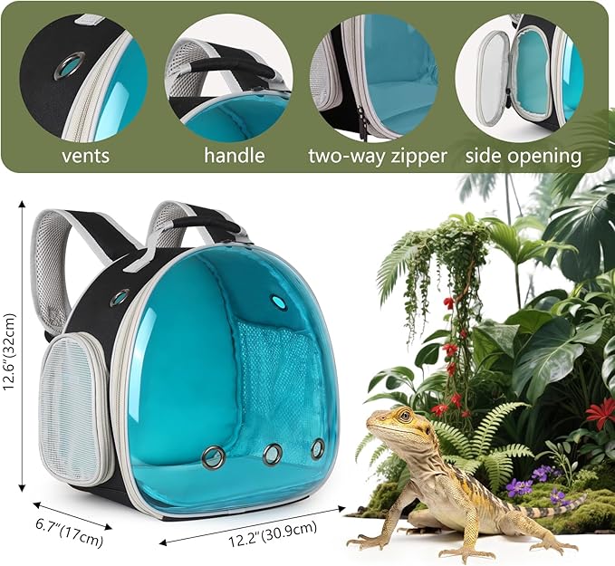 Guinea Pig Carrier, Guinea Pig Backpack with Clear Bubble Window (Black-Blue, Backpack)