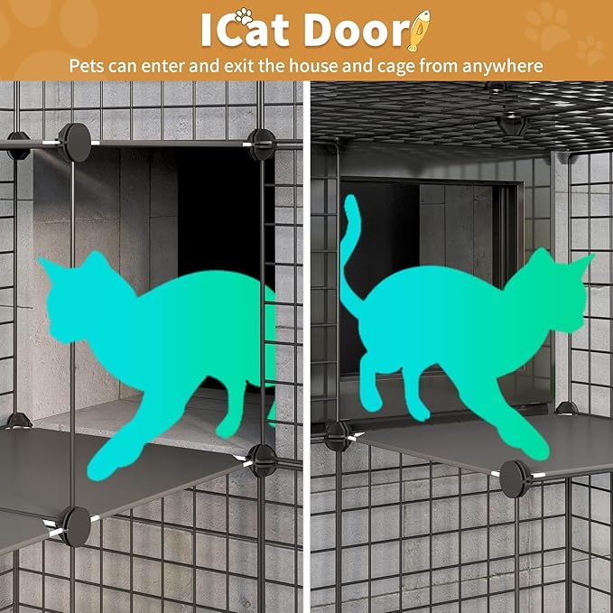 Oneluck 41Inch Catio Outdoor Cat Enclosure with Super Large Enter Door, Balcony Cat Playpen with Platforms,DIY Outside Cat Patio Large Exercise Place Ideal for 1-2 Cats