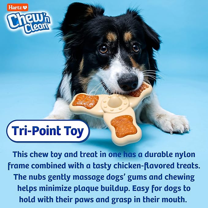 Chew ‘n Clean Chew Toy and Treat in One Chicken Flavored Tri-Point Dog Toy, Small