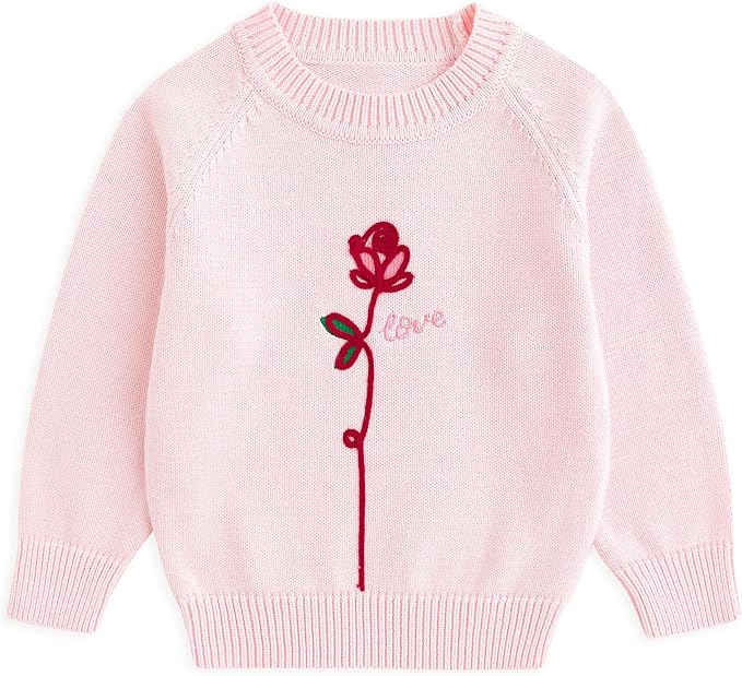 Simplee kids Baby Girl Knit Sweater with Bear in The Pocket Toddler Pullover Sweater Cute Fall Winter Clothes