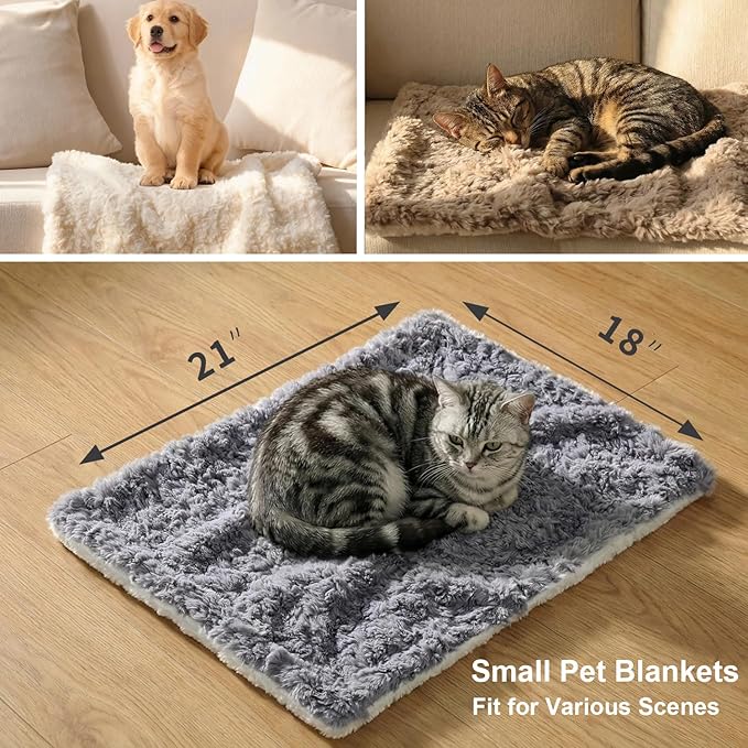 Cat Blanket for Indoor Cats Ultra-Soft Plush Small Blanket Machine Washable Cozy Calming for Kittens Cats Bed Couch Car 21"x18" Coffee
