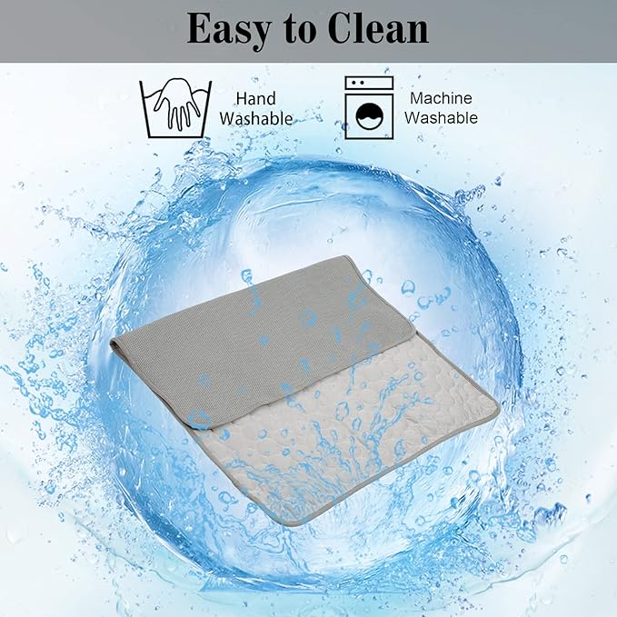 Washable Dog Cooling Mat Ice Silk Pet Self Cooling Pad Blanket for Indoor & Outdoor Car Seats (Grey, 28x22 in)