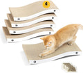 Cat Scratcher, Durable Scratch Pad, Corrugated Cardboard Scratching Board for Indoor Cats, Heavy Duty, Double-Sided Usability, Recyclable, with Catnip, Medium, 4 Packs