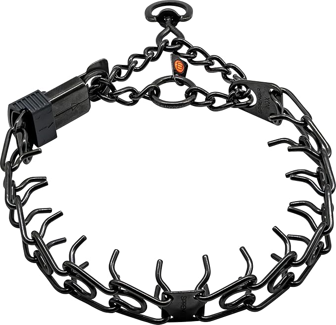 Herm Sprenger Black Stainless Steel Dog Collar with Short Links and Quick Release ClicLock Buckle Made in Germany (20in x 3.0mm (Neck Size up to 16-17in)
